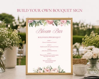 Build Your Own Bouquet Sign, Bloom Bar Instruction, Editable Canva Template (Digital Download)