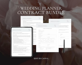 Wedding Planner Contract Bundle, Editable Templates (Canva)