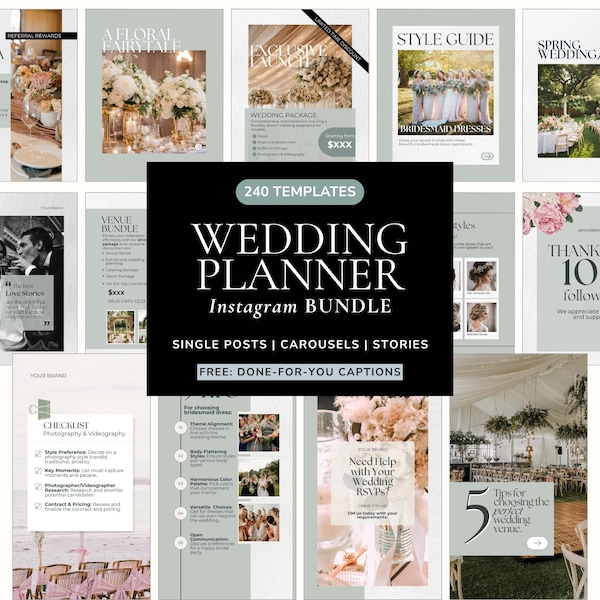 Wedding Planner Instagram Templates: Social Media Bundle (Canva)