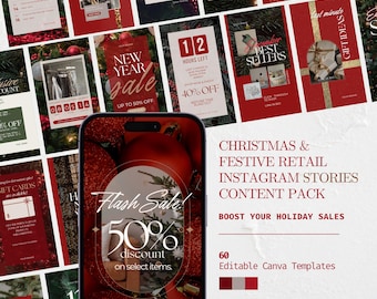 Christmas Instagram Templates, Canva Holiday Social Media Templates, Christmas Holiday Flyer, Christmas Instagram Story Templates for Retail