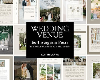 Event Venue Social Media Templates, Canva Instagram Posts (Digital Download)