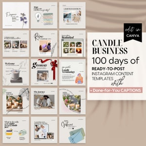 Soy Candle Business Instagram Post and Captions, Canva Instagram Templates, Social Media Posts for Candle Business Marketing, Minimalist