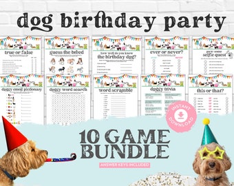 Dog Birthday Party Games Printable Puppy Party Games Puppy Shower Games, Puppy Birthday Games, Dog Adoption Day, Dog Party Activities