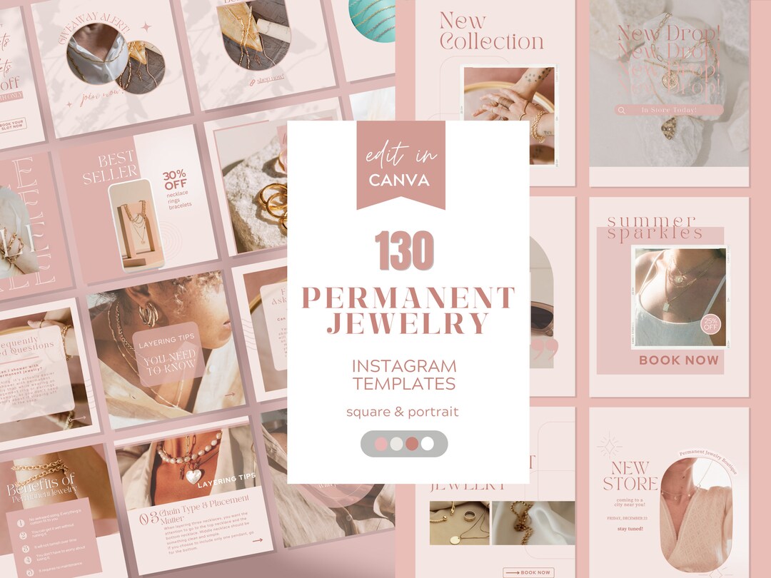 Permanent Jewelry Instagram Posts Editable Permanent Jewelry Social ...