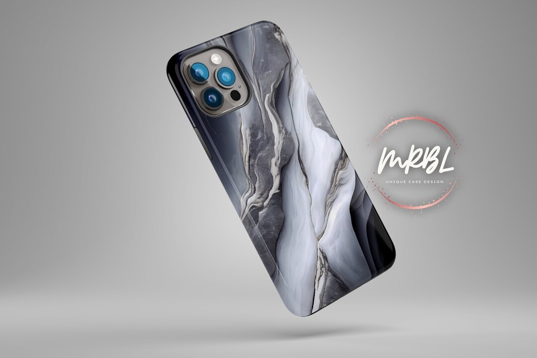 Iphone 15 Gray And Black Marble Iphone 15 Case Made By Mrbl Tough 