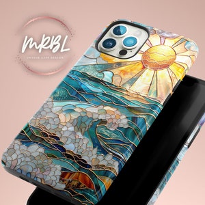 Epoxy Resin Clear Blue Ocean Waves Small Stone Phone Case