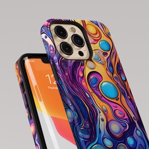 Colorful Psychedelic iPhone Case  - made by MRBL - Tough iPhone 14 13 12 11 Pro Max Case X Xs Xr 8 Phone Case Galaxy. S23 S22 S21 S20 Pixel