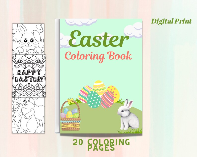 Easter Coloring Book for Kids Printable Coloring Book 20 Pages Digital ...