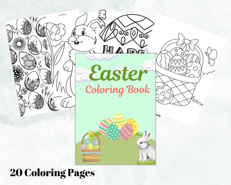 Easter Coloring Book for Kids Printable Coloring Book 20 Pages Digital ...
