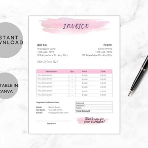 Invoice Business Template Editable, Small Business Invoice, Digital ...