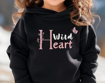 Wild Heart Toddler Hoodie, Kids Pullover Hooded Sweatshirt, Toddler Valentines Day Hoodie, Valentines Little Kids Hoodie, 2T, 3T, 4T, 5T