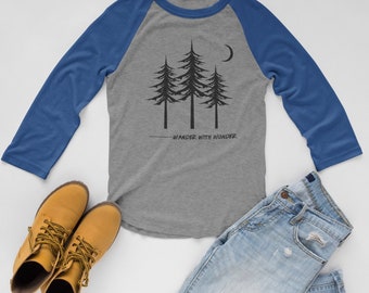 Pine Tree Baseball Three Quarter Sleeve, Unisex Raglan Top for Adults, Baseball style T-shirt, Inspirational T-shirt, Nature Lover Gift