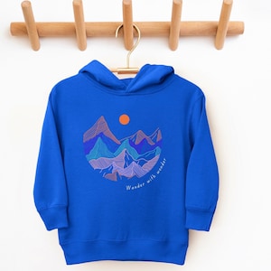 Toddler Mountain Graphic Hoodie: Unisex Kids Camping Sweatshirt