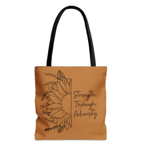 Strength through Adversity- Polyester Tote Bag, Economical Shoulder bag, Reusable Grocery Bag, beach bag, book tote, travel bag, work tote