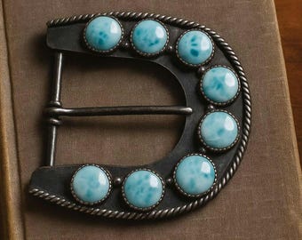 Vintage Navajo Sterling Silver and Turquoise Roadrunner Belt  display picture 3