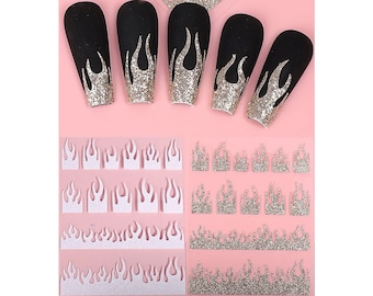 3D Fire Nail Stickers, Flame Nail Decals, Flame Nail Decoration, Nail Decals, Nail Stickers, Fire Nail Decals, Nail Supply, DIY Nails.