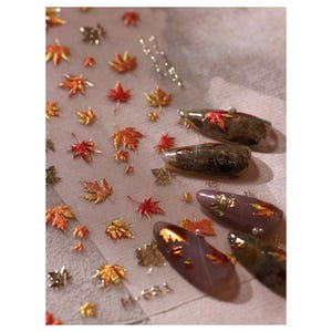 Fall Nails Sticker, Pumpkin Sticker, Autumn Nails, Nail Decals Autumn, Leaf Nails Decoration Autumn, Nails Stickers Pumpkin Maple Leaf.