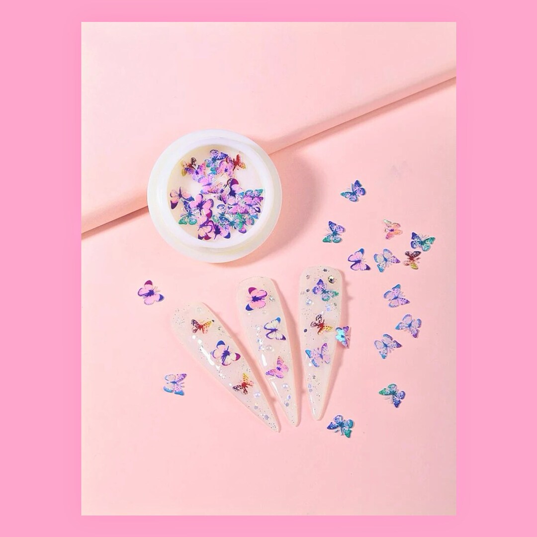 Nail Decals, Nail Sticker, Multicolored Butterflies, Butterfly Nail