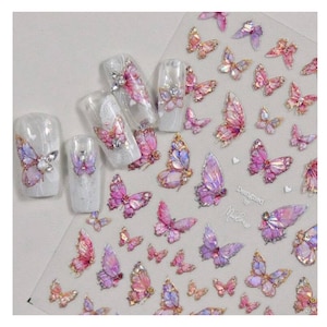 1 Pc Butterfly sticker, Nail Decals, Nail Sticker, Multicolored Butterflies, Butterfly Nail Decals, Nail Decal Art, 3D Butterfly Nail Art.