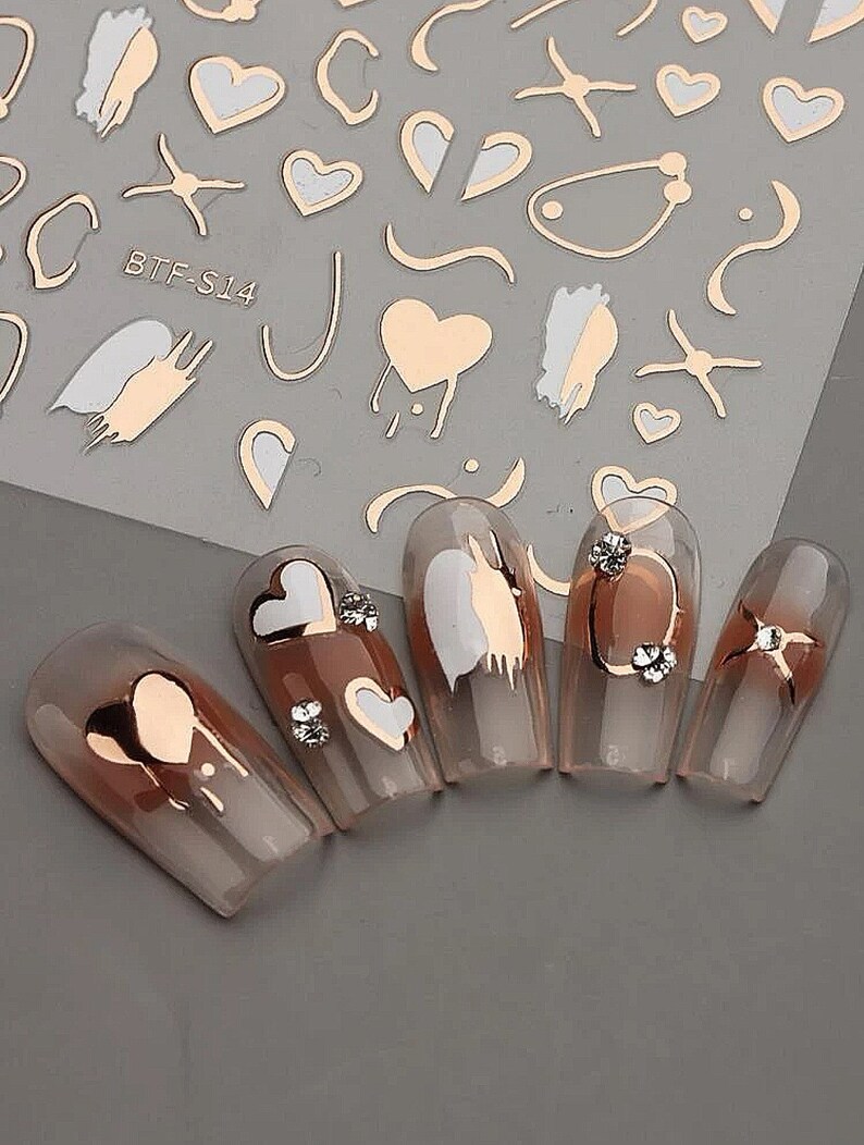 3D Heart Nail Art Stickers, Nail Decals Self-adhesive, Nail Stickers