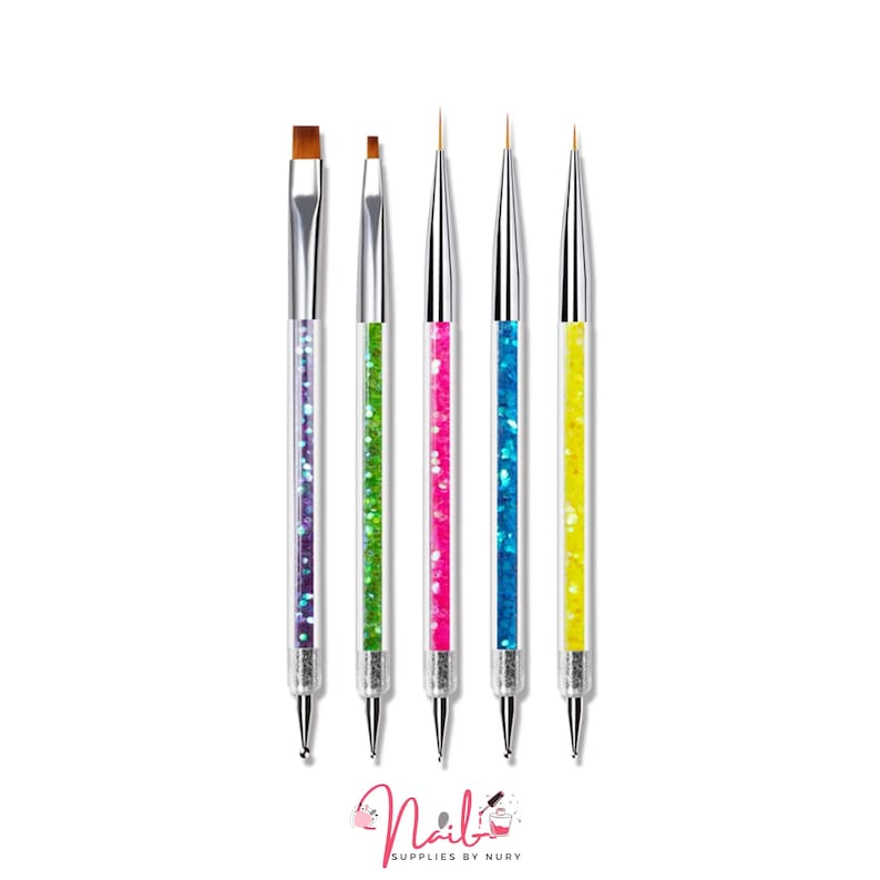 5 Pcs Double Ended Nail Design, Brushes for Uv Gel, Nail Brush, Brush