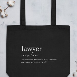 Lawyer Definition Black Eco Tote Bag - Gift for Attorneys and Law Students