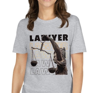 Lawyer Tshirt with Scales of Justice Lady Liberty - Perfect Gift for Attorney, Law Student, Law School
