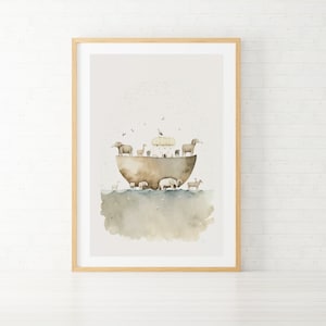 Noah&#39;s Ark Watercolor Wall Art Print | Noah&#39;s Ark Watercolor Christian Print | Printable Wall Art | Digital Art