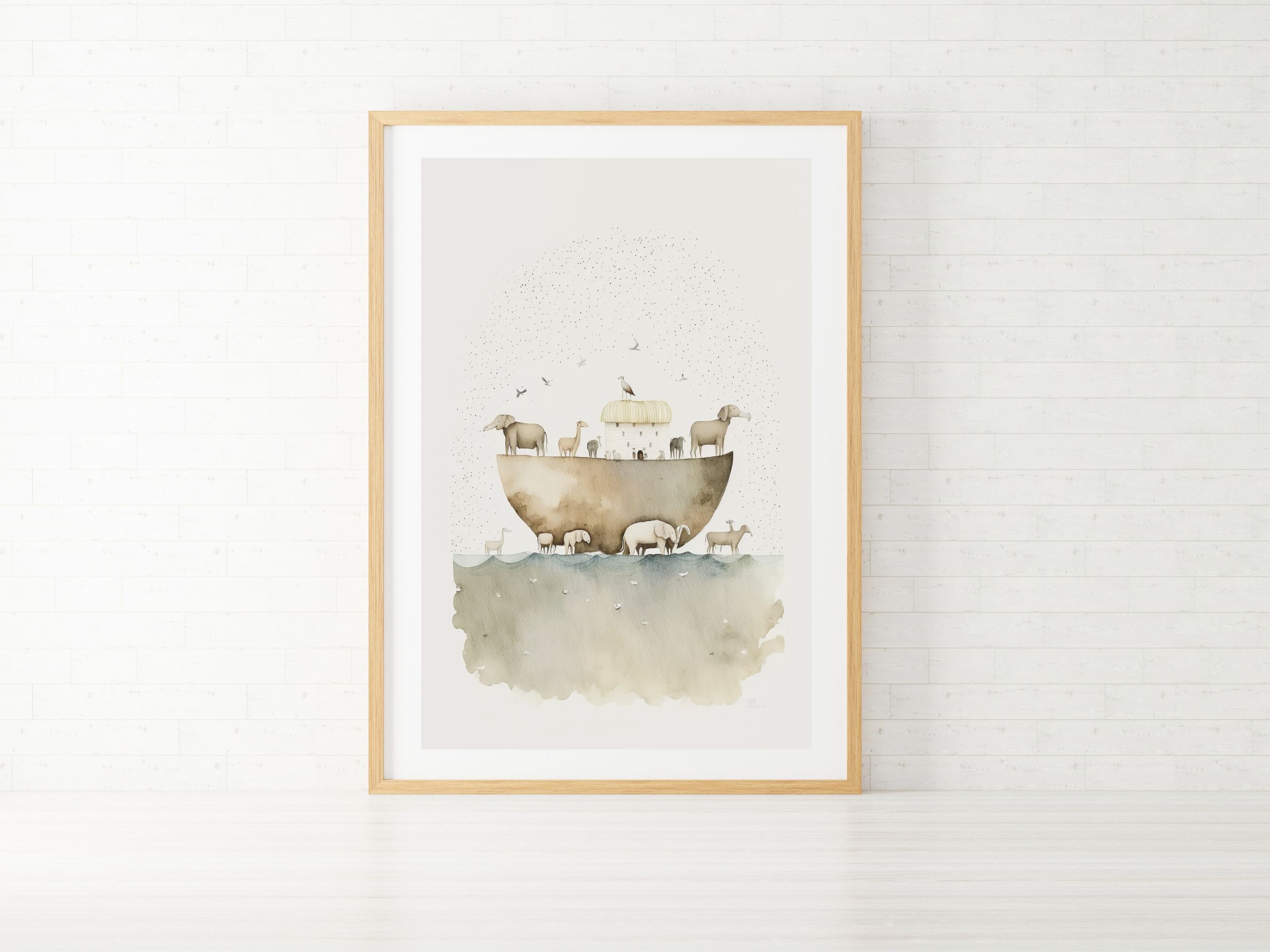 Noah's Ark Watercolor Wall Art Print | Noah's Ark Watercolor Christian Print | Printable Wall Art | Digital Art