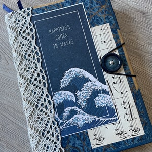 Carnet de notes Junk Journal bleu dentelles inspirational quote blue lover image 1