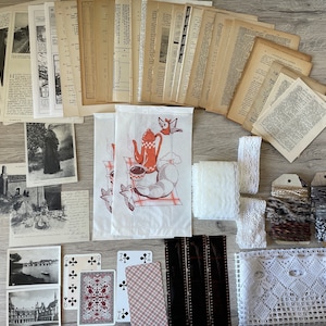 Vintage French pages Ephemera pack for junk journal Pages de livres vintages starter kit junk journal supplies starter kit