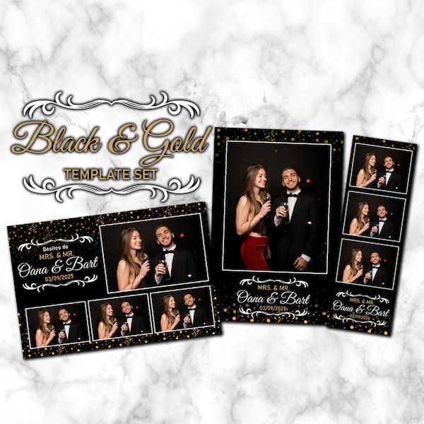 Black and Gold 2x6 Template - Etsy