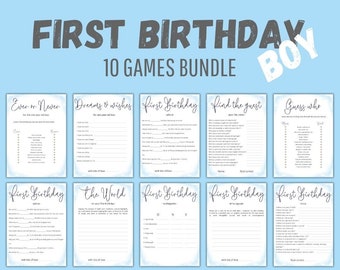 Boy 1st Birthday Party Games Bundle: 10 Fun Activities (Digital Download)