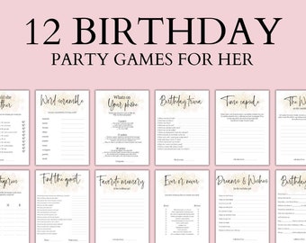 12 Printable Birthday Party Games for Her (Digital Download)