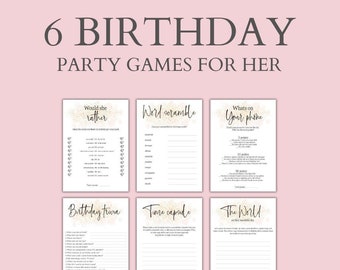 彼女のための印刷可能な誕生日ゲーム：モダンパーティーバンドル（デジタルダウンロード）