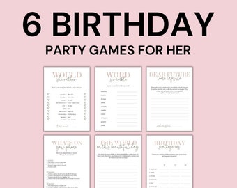 Birthday Games for Her: Printable Party Games Bundle (Digital Download)