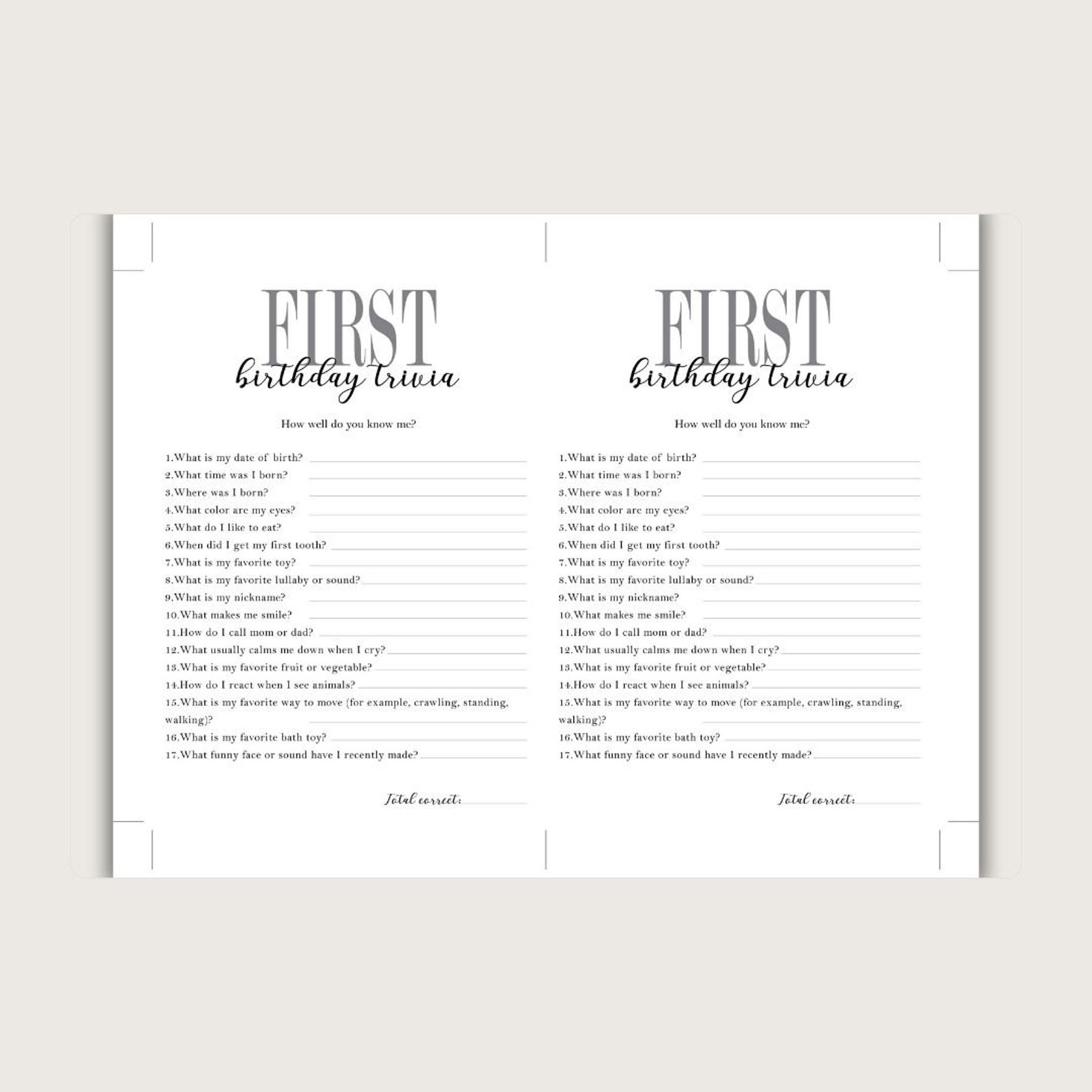 Printable Games for First Birthday Party, 1st Birthday Party Games ...