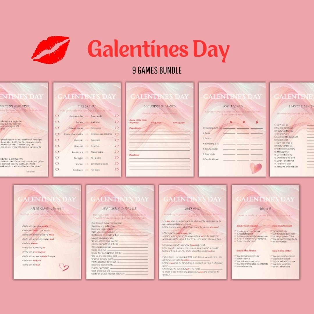 Galentines Day Games Printable Ladies Night Galentine Day Party Bundle ...