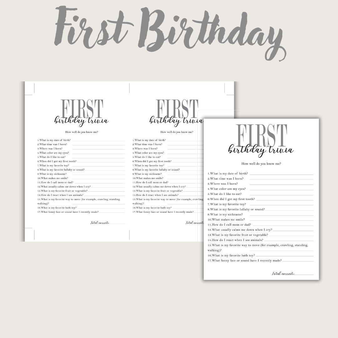 Printable Games for First Birthday Party, 1st Birthday Party Games ...