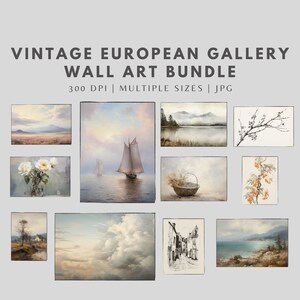 Vintage European European Art Gallery, Vintage Gallery Wall Art Bundle, Painting Set, Antique Prints Decor, Instant download, Digital