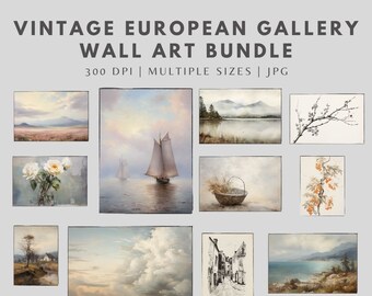Vintage European Painting Set, Gallery Wall Art Prints (Digital Download)