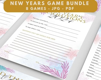 Neujahrs-Spielpaket, Familienaktivitäts-Printables (Instant Download)