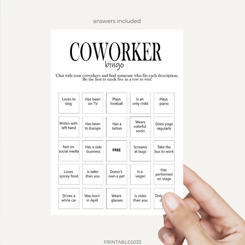 Coworker Bingo Printable – Fun Office Party Game for Work Events, HR ...