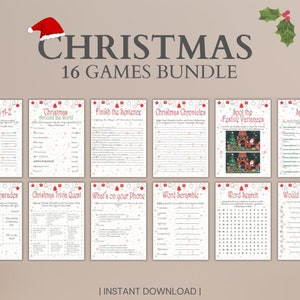 Christmas Games Bundle, Family Christmas Game, Printable Christmas Games, Christmas Party Games, Office Games, School Christmas, Download