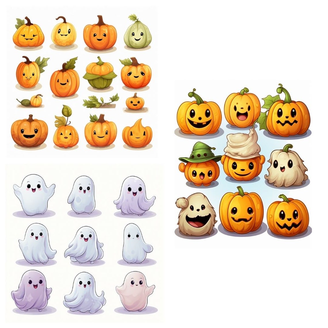 Ghost & Pumpkin Watercolor Clipart: Halloween PNG Bundle (400 DPI) - Etsy