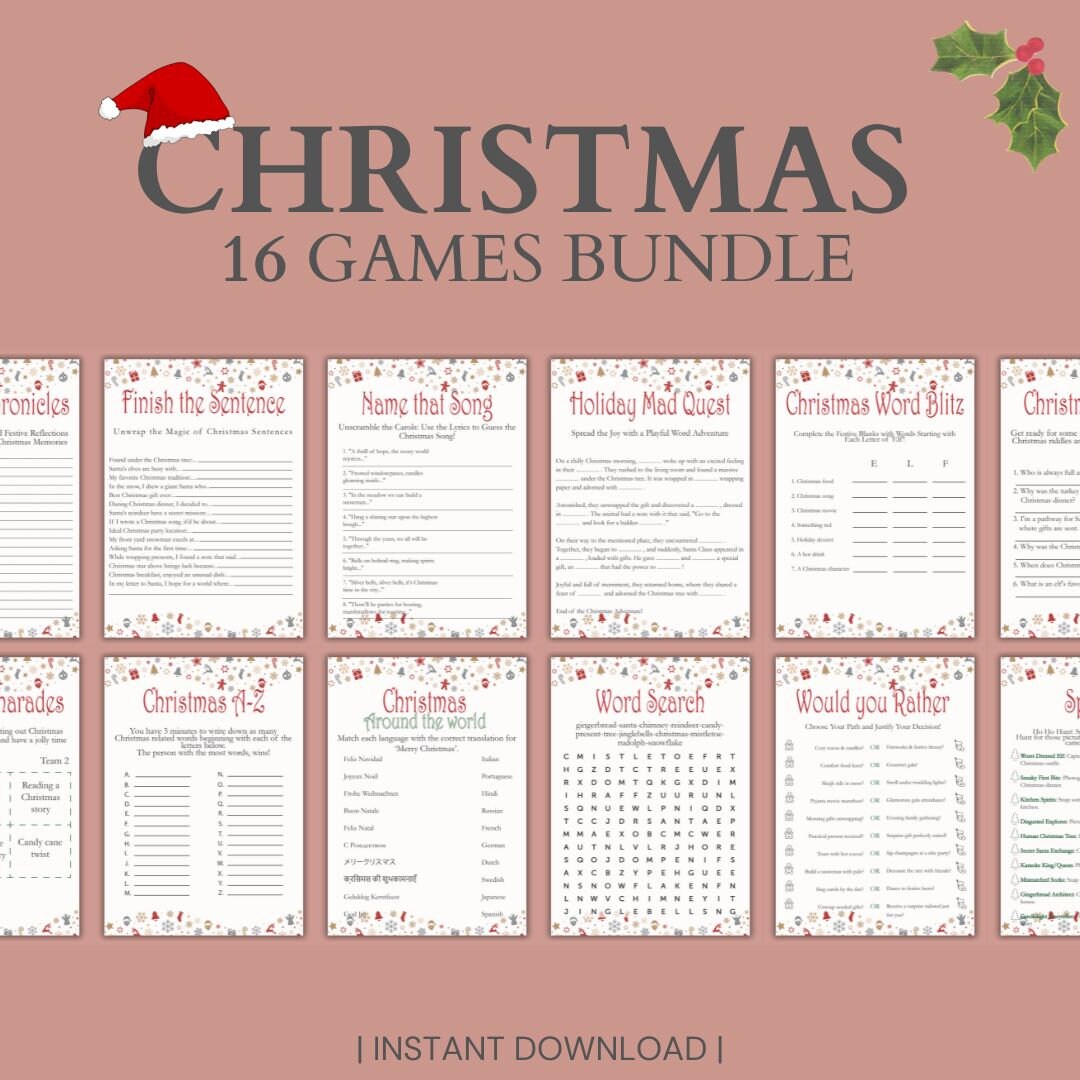 Christmas Games Bundle: Festive Holiday Party Games (digital Download ...
