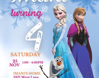Frozen Elsa Editable Birthday Invitation | Printable Birthday Party Invitations | Girls Birthday, Kids Invite DIGITAL CANVA Template