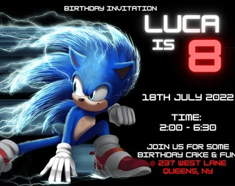 Sonic The Hedgehog Birthday invitation | Super Sonic Birthday Party Invites | E-invite | Digital invite | Card Invite | Sonic Birthday