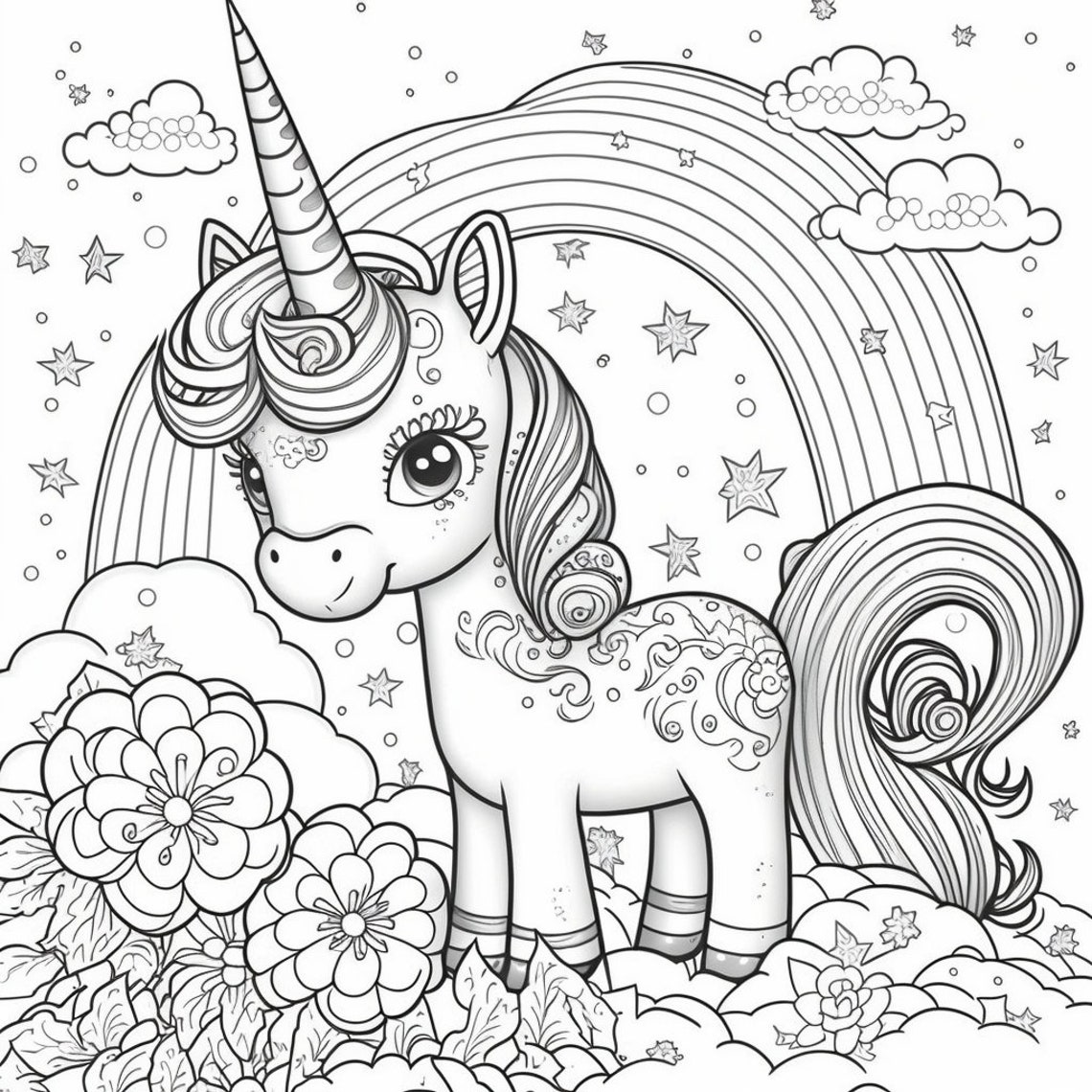 38 Unicorn Coloring Pages for Kids Coloring Pages Unicorn - Etsy