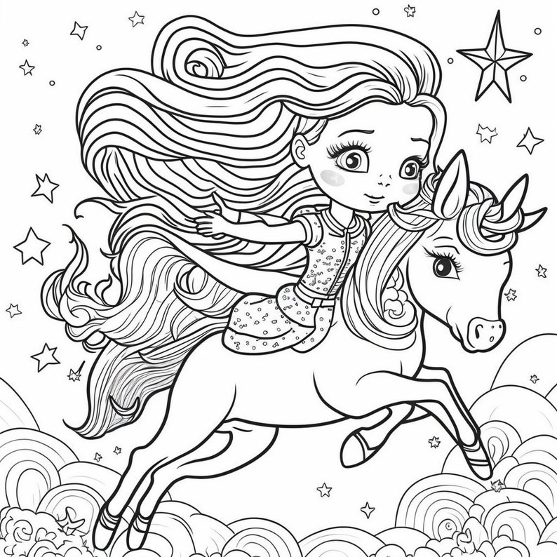 38 Unicorn Coloring Pages for Kids Coloring Pages Unicorn Etsy
